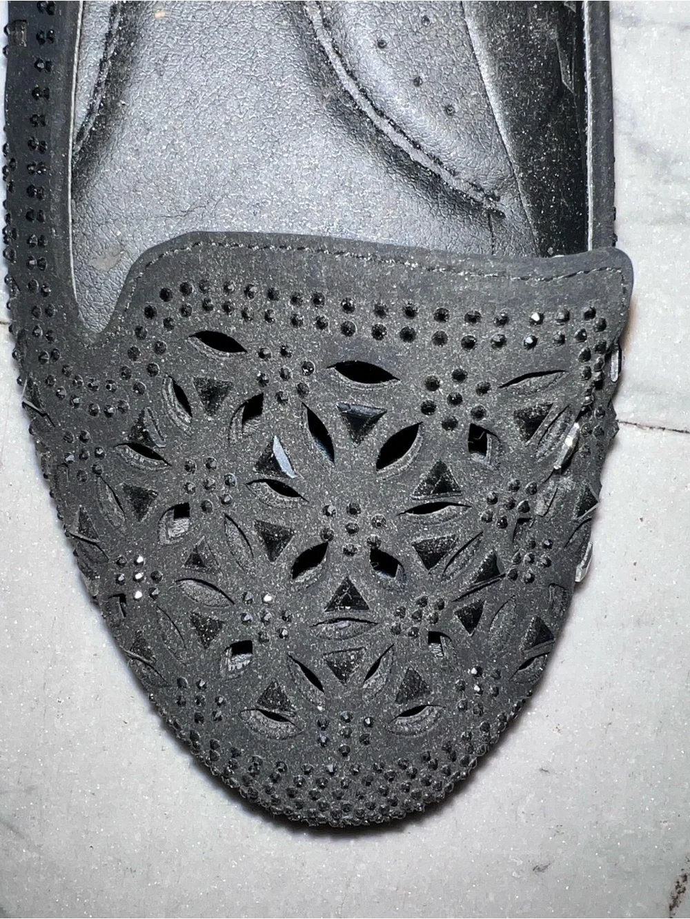 Forever Black Laser-Cut Slip-On Flats